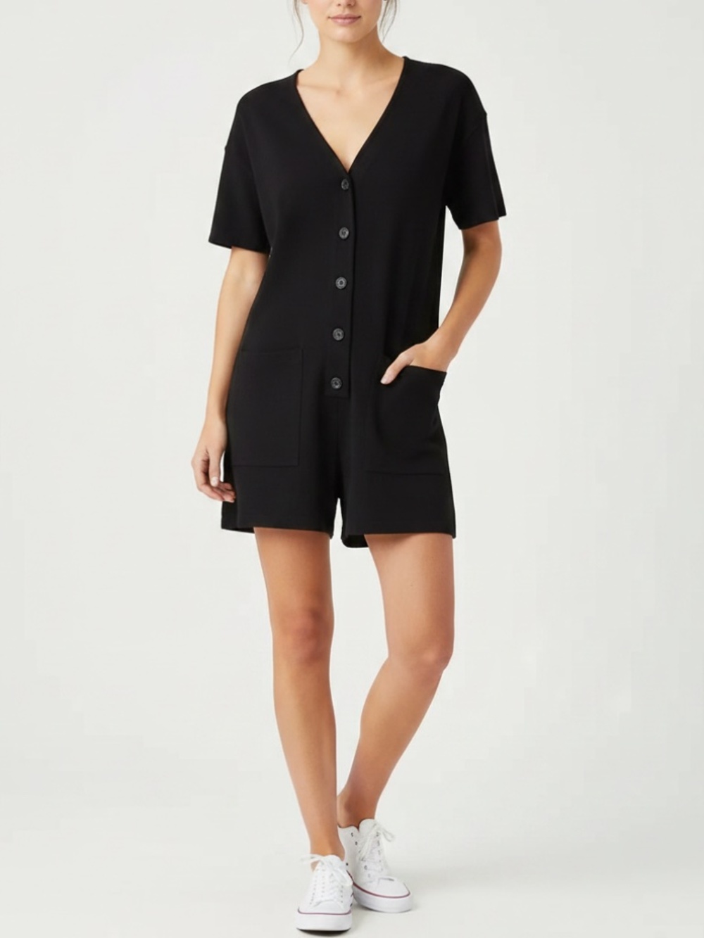 Madewell knit button front romper